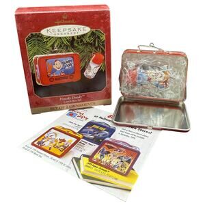📺 Hallmark 1999 Howdy Doody Lunch Box Set Tin Ornaments Vintage Retro Americana